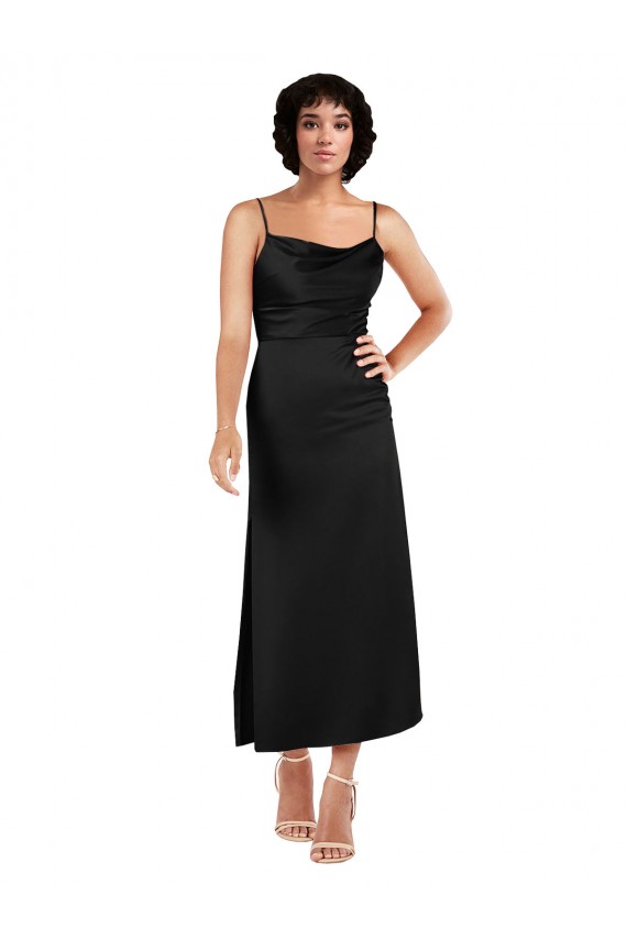 Buy Sleeveless Spaghetti Straps Silky Satin A-Line Formal Gowns UK