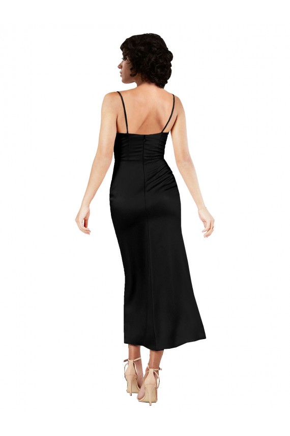 Buy Sleeveless Spaghetti Straps Silky Satin A-Line Formal Gowns UK