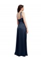 Buy Sleeveless Cowl Neck Low Back Stretch Satin A-Line Formal Dress UK