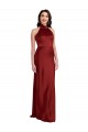 Buy Sleeveless Halter Neck Backless Stretch Satin A-Line Black Tie Formal Dress UK