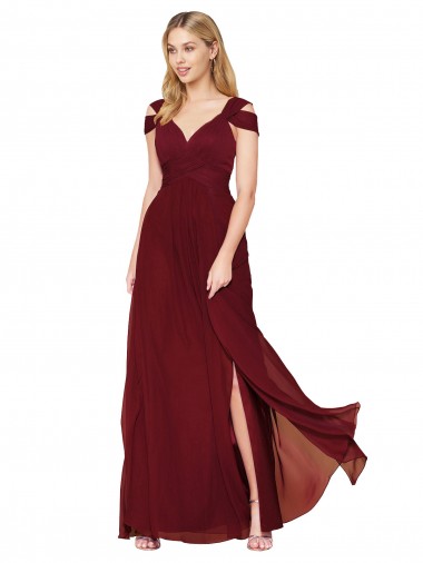 Buy Sleeveless Burgundy Sweetheart Chiffon A-Line Formal Gowns UK