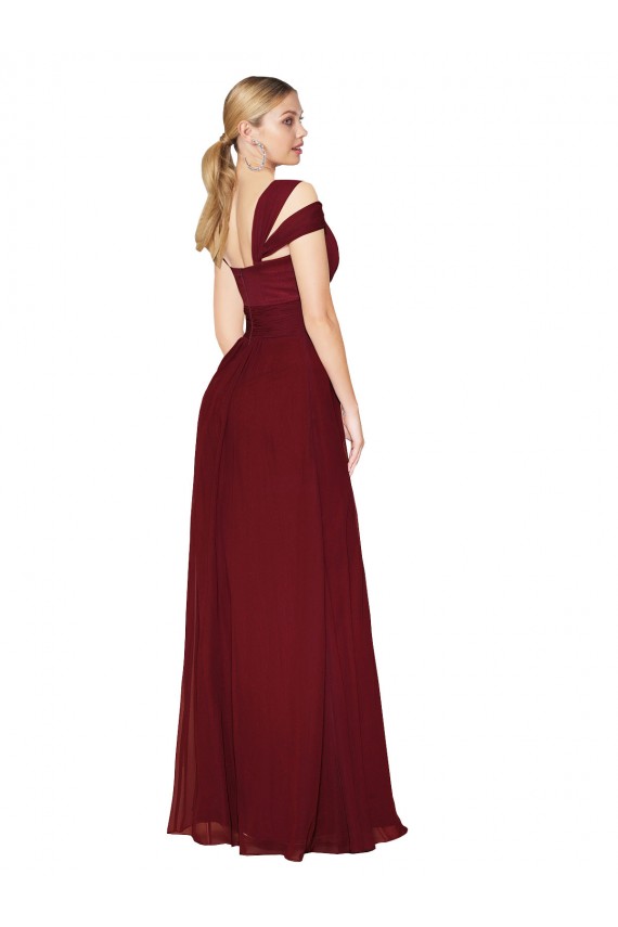 Buy Sleeveless Burgundy Sweetheart Chiffon A-Line Formal Gowns UK