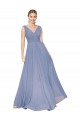 Buy Sleeveless Dusty Blue V-Neck V-Back Chiffon A-Line Formal Dress UK