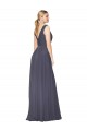 Buy Sleeveless Dusty Blue V-Neck V-Back Chiffon A-Line Formal Dress UK