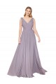 Buy Sleeveless Dusty Rose V-Neck V-Back Chiffon A-Line Formal Dress UK