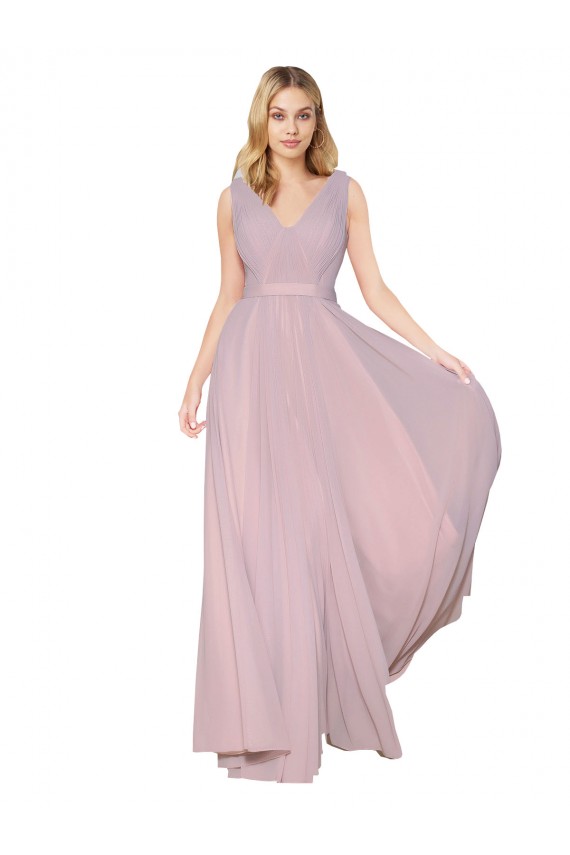 Buy Sleeveless Primrose V-Neck V-Back Chiffon A-Line Formal Dress UK