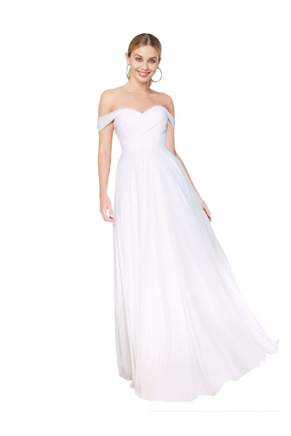 Buy Sleeveless Off the Shoulder Chiffon A-Line Formal Gowns UK