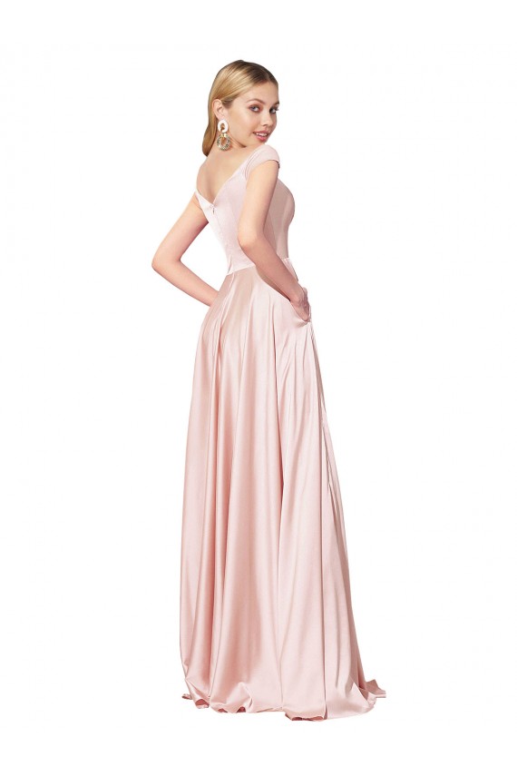 Buy Sleeveless Off the Shoulder Satin A-Line Formal Dress UK