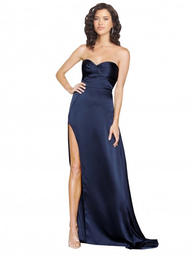 Buy Sleeveless Sweetheart Low Back Silky Satin A-Line Formal Dress UK