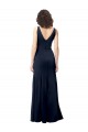 Buy Sleeveless Dark Navy V-Neck V-Back Stretch Crepe A-Line Formal Gowns UK