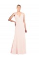 Buy Sleeveless Pink V-Neck V-Back Stretch Crepe A-Line Formal Dress UK