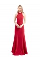 Buy Sleeveless Halter Neck Open Back Stretch Crepe A-Line Formal Dress UK