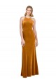Buy Sleeveless Halter Neck Criss Cross Open Back Stretch Velvet A-Line Formal Dress UK