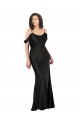 Buy Sleeveless Black Off the Shoulder Low Back Silky Satin A-Line Formal Dress UK