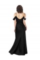 Buy Sleeveless Black Off the Shoulder Low Back Silky Satin A-Line Formal Dress UK