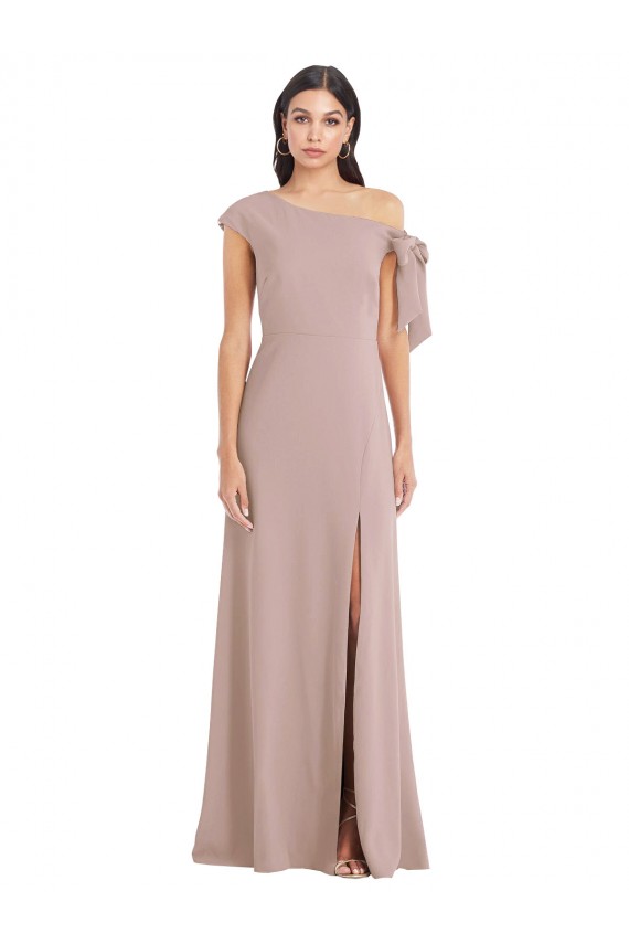 Buy Sleeveless Dusty Pink Off the Shoulder Stretch Crepe A-Line Formal Dress UK