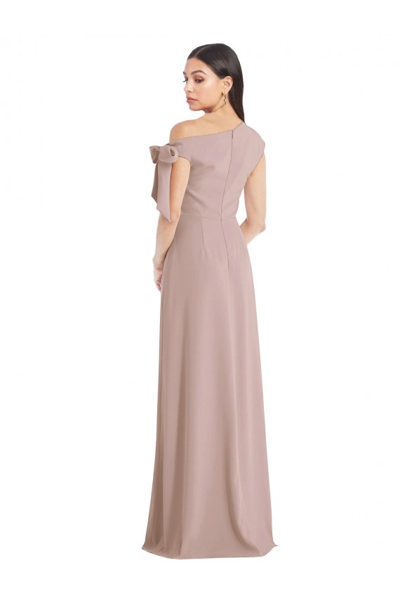 Buy Sleeveless Dusty Pink Off the Shoulder Stretch Crepe A-Line Formal Dress UK