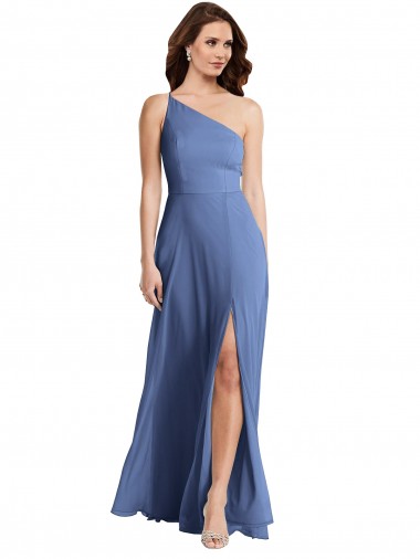 Buy Sleeveless Windsor Blue One Shoulder Chiffon A-Line Formal Dress UK