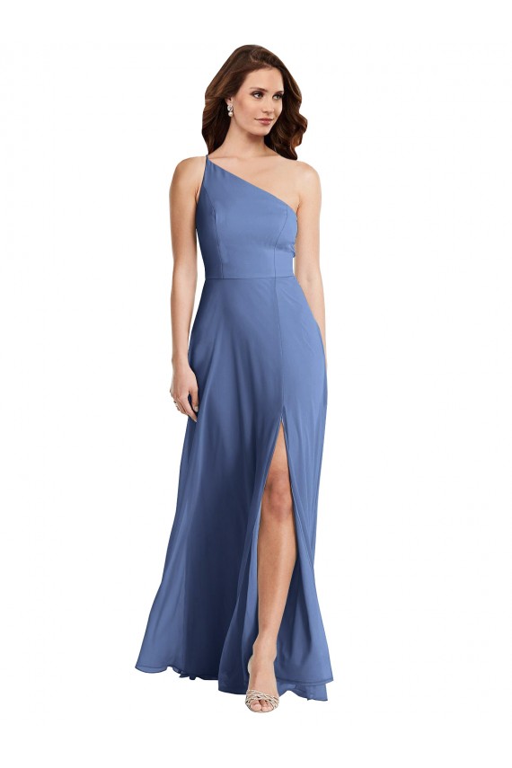 Buy Sleeveless Windsor Blue One Shoulder Chiffon A-Line Formal Dress UK