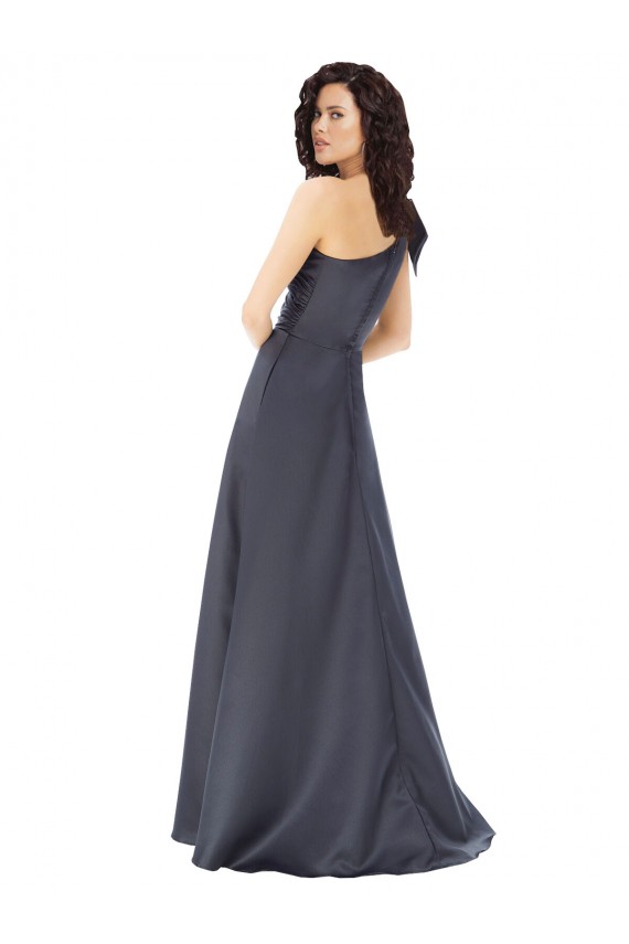 Buy Sleeveless One Shoulder Satin A-Line Formal Gowns UK