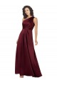 Buy Sleeveless Burgundy One Shoulder Silky Satin A-Line Formal Dress UK
