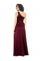 Buy Sleeveless Burgundy One Shoulder Silky Satin A-Line Formal Dress UK