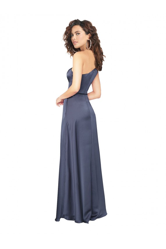 Buy Sleeveless Dusk One Shoulder Silky Satin A-Line Formal Dress UK