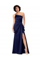 Buy Sleeveless Sapphire One Shoulder Silky Satin A-Line Black Tie Formal Dress UK