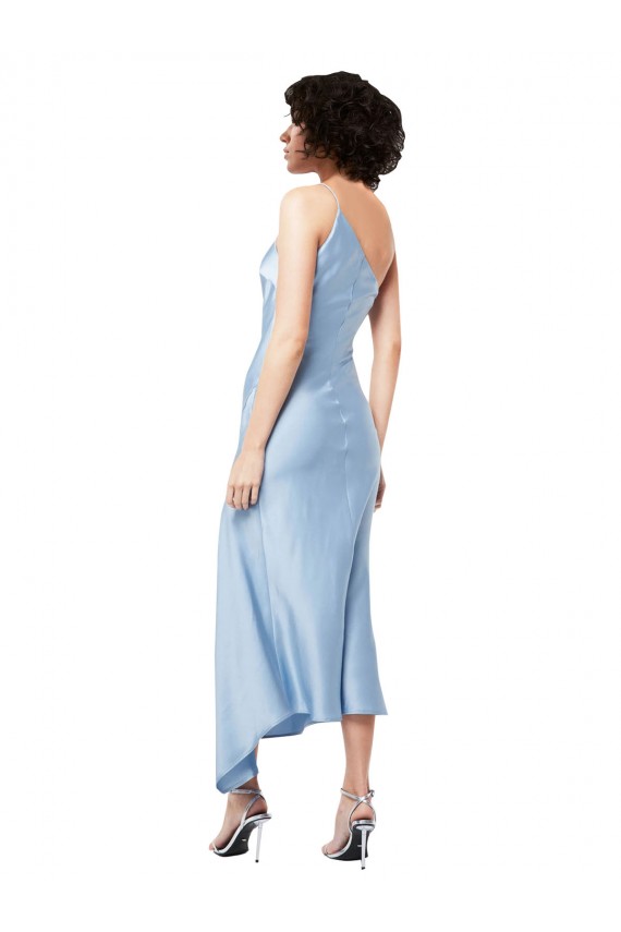 Buy Sleeveless Light Sky Blue One Shoulder Silky Satin A-Line Formal Dress UK