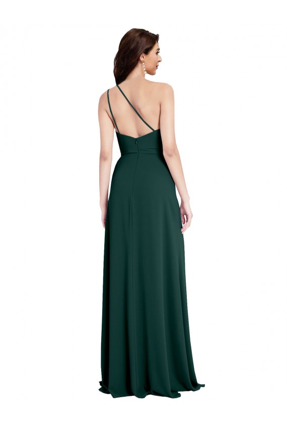 Buy Sleeveless One Shoulder Open Back Stretch Crepe A-Line Formal Dress UK