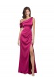 Buy Sleeveless One Shoulder Stretch Satin A-Line Formal Dress UK