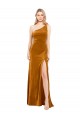 Buy Sleeveless One Shoulder Stretch Velvet A-Line Formal Dress UK