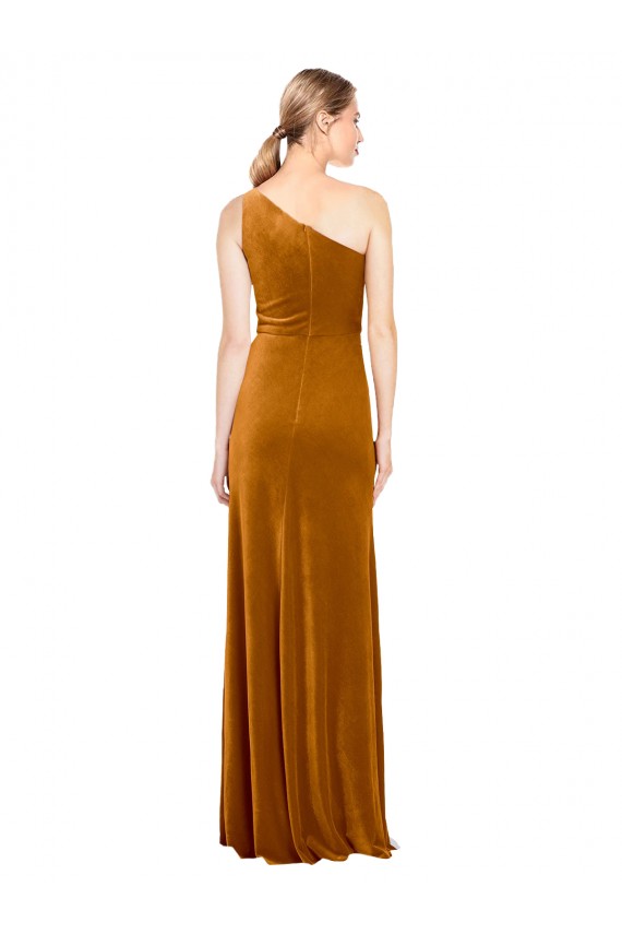 Buy Sleeveless One Shoulder Stretch Velvet A-Line Formal Dress UK