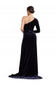 Buy Long Sleeves One Shoulder Stretch Velvet A-Line Formal Dress UK