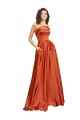 Buy Sleeveless Round Neck Low Back Silky Satin A-Line Formal Dress UK