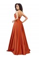 Buy Sleeveless Round Neck Low Back Silky Satin A-Line Formal Dress UK