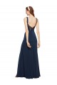Buy Sleeveless Round Neck Low Back Stretch Crepe A-Line Formal Dress UK