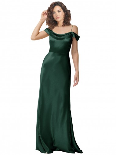 Buy Sleeveless Off the Shoulder V-Back Stretch Satin A-Line Formal Dress UK