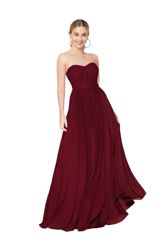 Buy Sleeveless Burgundy Sweetheart Chiffon A-Line Formal Dress UK