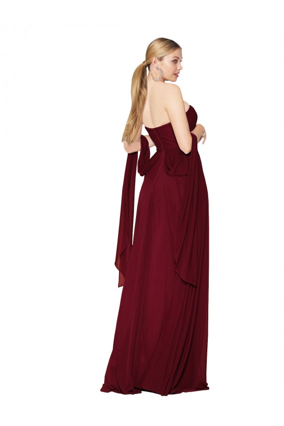 Buy Sleeveless Burgundy Sweetheart Chiffon A-Line Formal Dress UK