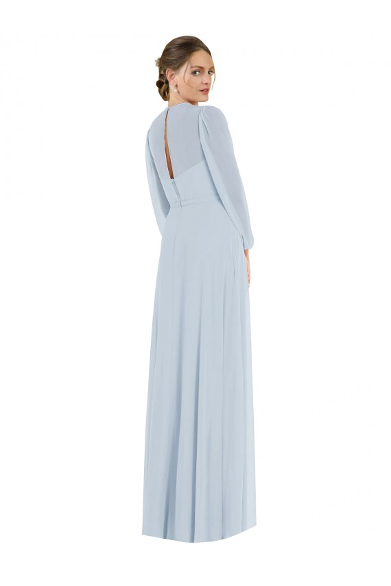 Buy Puff Sleeves Strapless Keyhole Back Chiffon A-Line Formal Dress UK