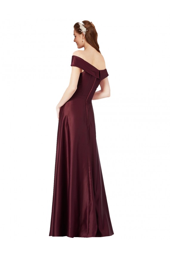 Buy Cap Sleeves Off the Shoulder Satin A-Line Black Tie Formal Dress UK