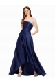 Buy Sleeveless Strapless Low Back Satin A-Line High Low Formal Dress UK