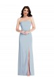 Buy Sleeveless Light Sky Blue Strapless Low Back Stretch Crepe A-Line Formal Dress UK