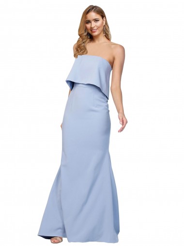 Buy Sleeveless Strapless Low Back Stretch Crepe A-Line Formal Dress UK