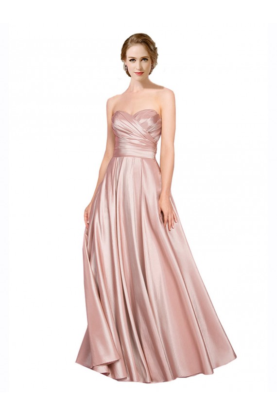 Buy Sleeveless Sweetheart Low Back Stretch Satin A-Line Black Tie Formal Gowns UK