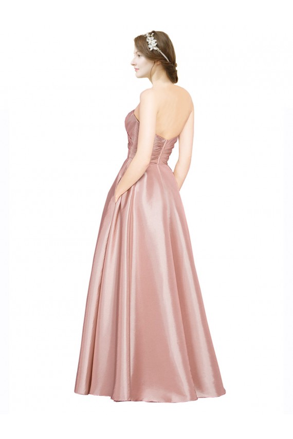 Buy Sleeveless Sweetheart Low Back Stretch Satin A-Line Black Tie Formal Gowns UK