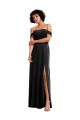 Buy Sleeveless Black Off the Shoulder Stretch Velvet A-Line Formal Dress UK