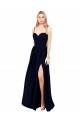 Buy Sleeveless Dark Navy Spaghetti Straps Chiffon A-Line Formal Dress UK