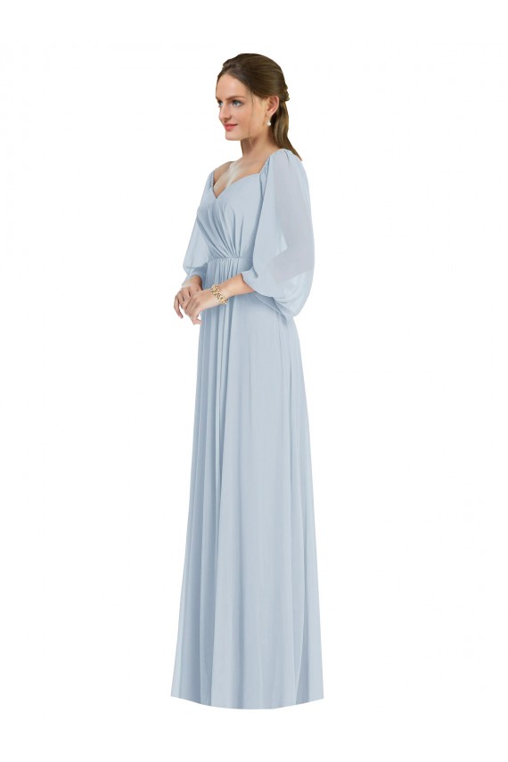 Buy Puff Sleeves Off the Shoulder Chiffon A-Line Formal Dress UK